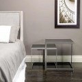 2 modern design coffee tables in steel with Bubbi glass top