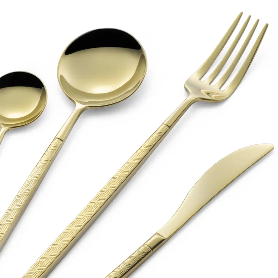 24 Polished Forged Steel Cutlery with Origami Made in Italy - Osaka Viadurini