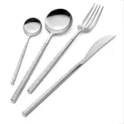 24 Polished Forged Steel Cutlery with Origami Made in Italy - Osaka Viadurini