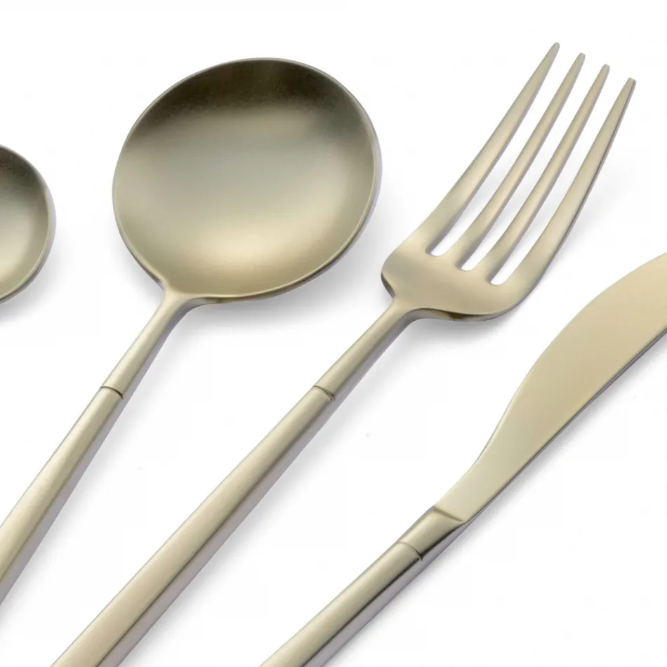 24 Cutlery in Polished Forged Steel of Different Finishes Made in Italy - Osaka Viadurini