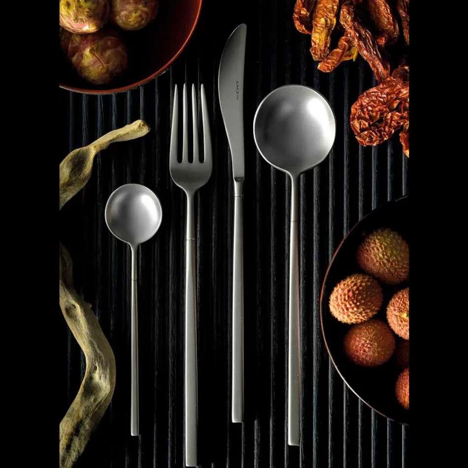 24 Cutlery in Polished Forged Steel of Different Finishes Made in Italy - Osaka Viadurini