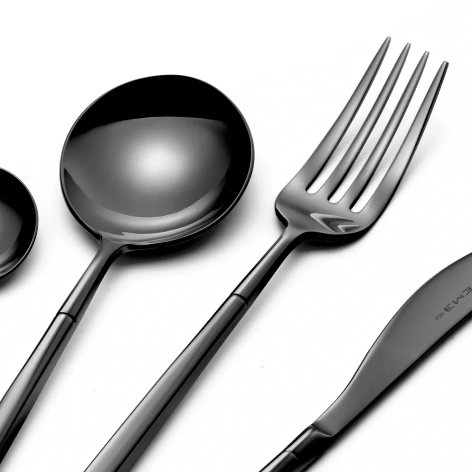 24 Cutlery in Polished Forged Steel of Different Finishes Made in Italy - Osaka Viadurini