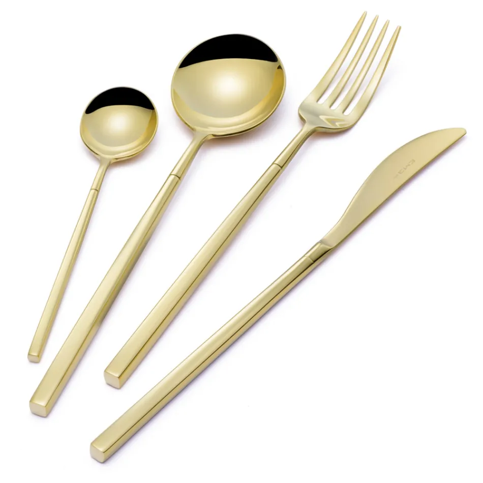 24 Cutlery in Polished Forged Steel of Different Finishes Made in Italy - Osaka Viadurini