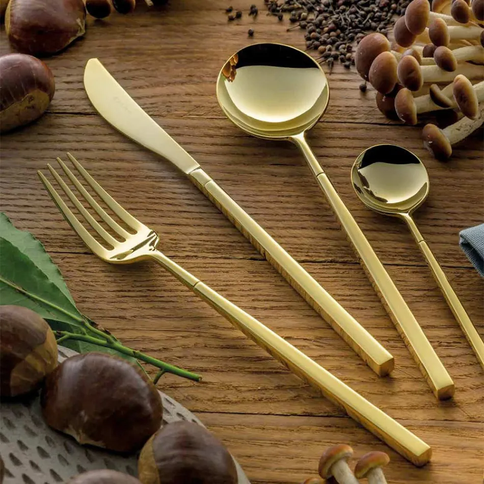 24 Cutlery in Polished Forged Steel of Different Finishes Made in Italy - Osaka Viadurini