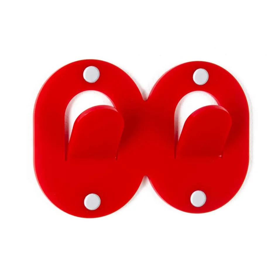 3 Wall Hangers in Colored Plexiglass Double Italian Design with Clip - Freddie Viadurini