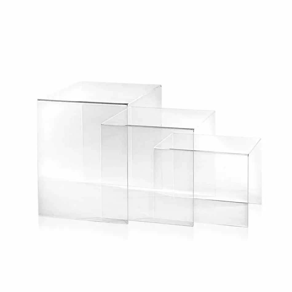 3 Amalia transparent, adaptable design tables, made in Italy Viadurini