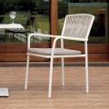 4 Stackable Garden Chairs in Aluminum and Rope - Lunaris