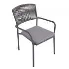 4 Stackable Garden Chairs in Aluminum and Rope - Lunaris Viadurini