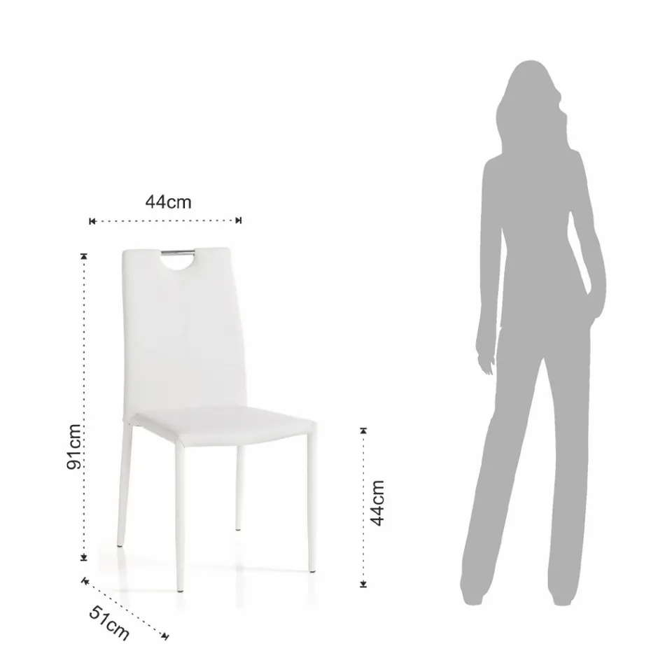 4 Chairs Completely Upholstered in White Synthetic Leather - Tulio Viadurini