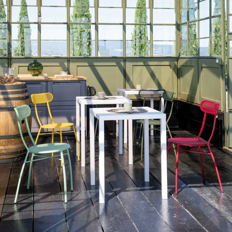 4 Metal Garden Chairs in Different Colours Made in Italy - Hedge Viadurini