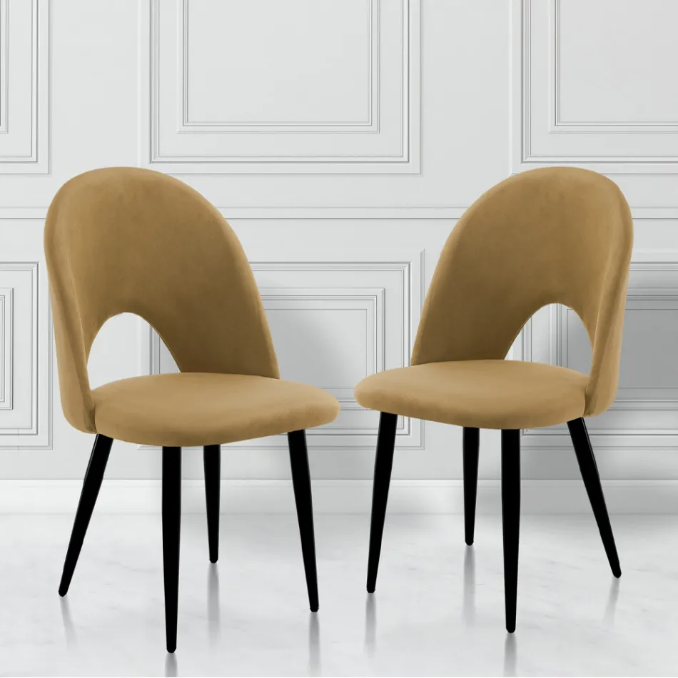 4 Indoor Chairs in Velvet Effect Fabric Different Colours - Corvina Viadurini