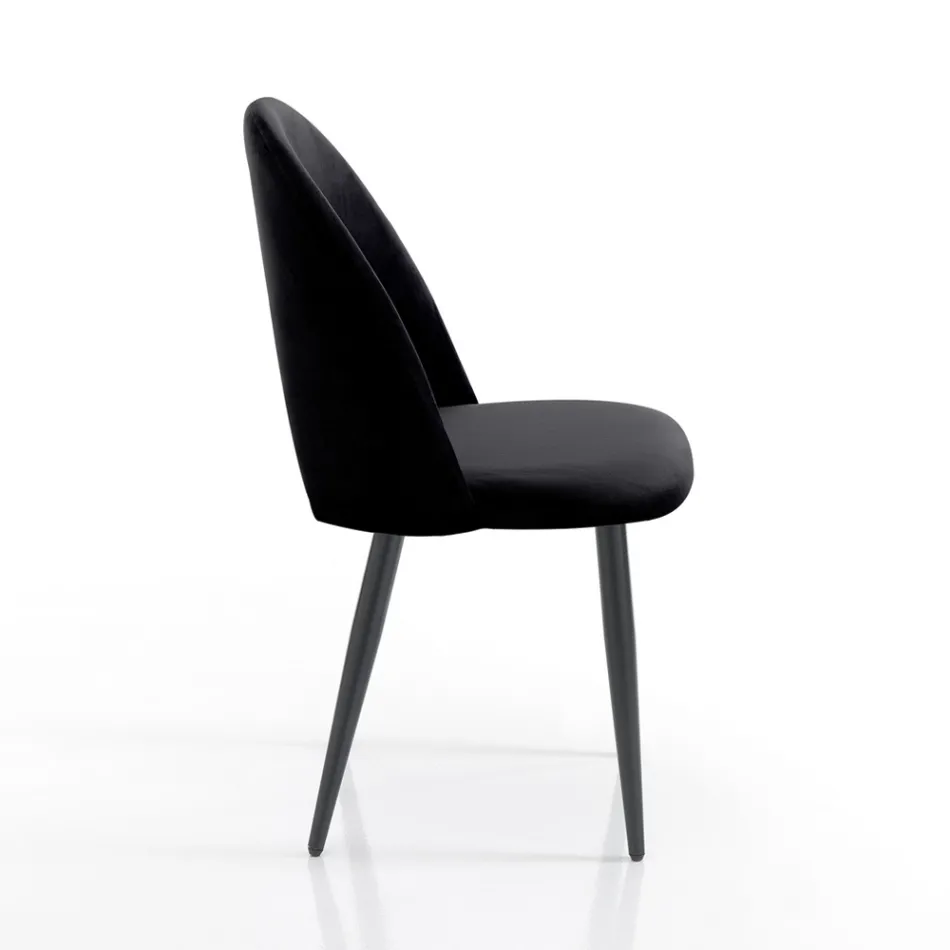 4 Indoor Chairs in Velvet Effect Fabric Different Colours - Corvina Viadurini