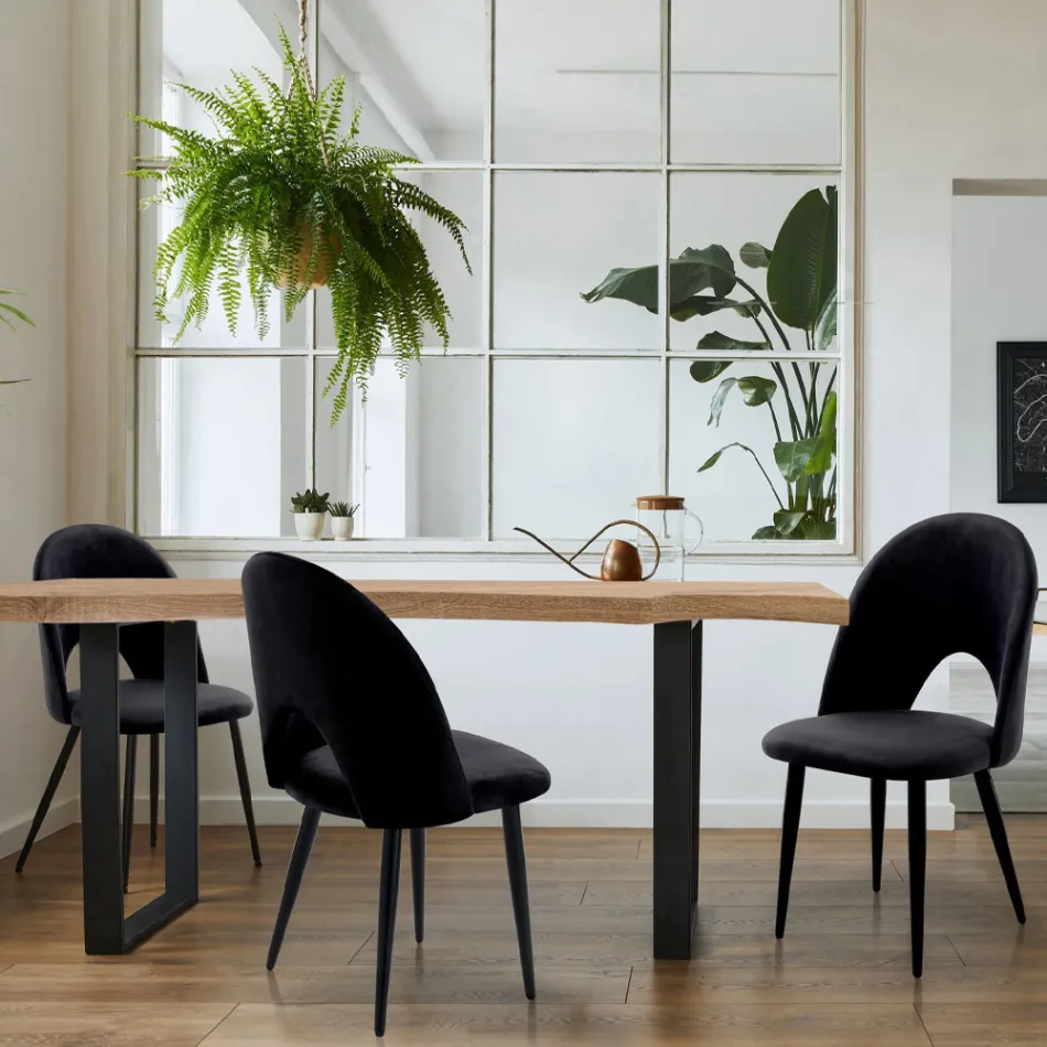 4 Indoor Chairs in Velvet Effect Fabric Different Colours - Corvina Viadurini