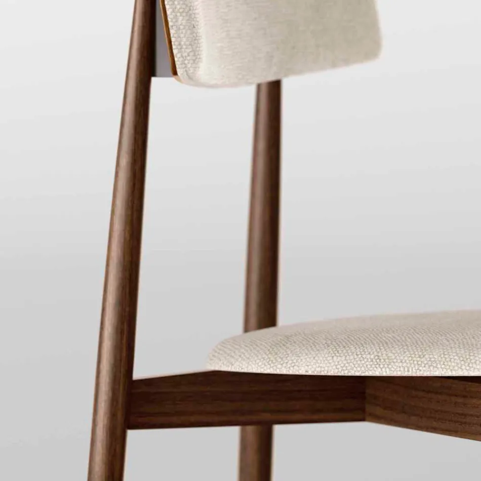 4 Dining Chairs in Solid Ash Wood and Fabric Made in Italy - Sulu Viadurini