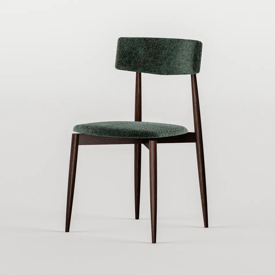 4 Dining Chairs in Solid Ash Wood and Fabric Made in Italy - Sulu Viadurini