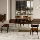 4 Dining Chairs in Solid Ash Wood and Fabric Made in Italy - Sulu Viadurini