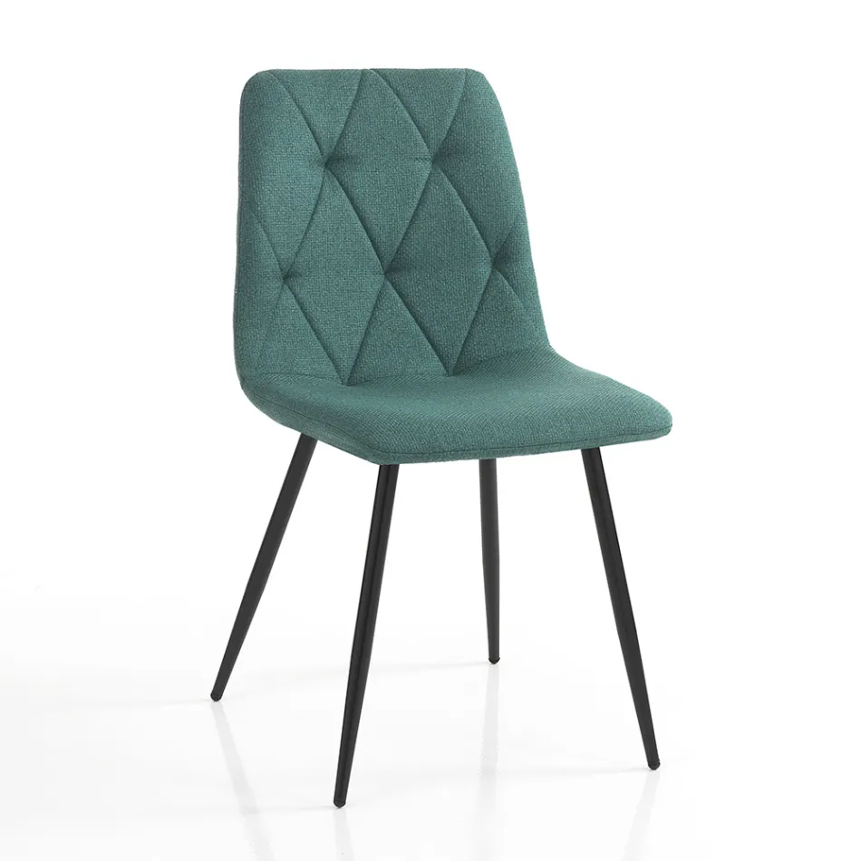 4 Dining Chairs in Easy Clean Fabric and Metal Legs - Lazio Viadurini
