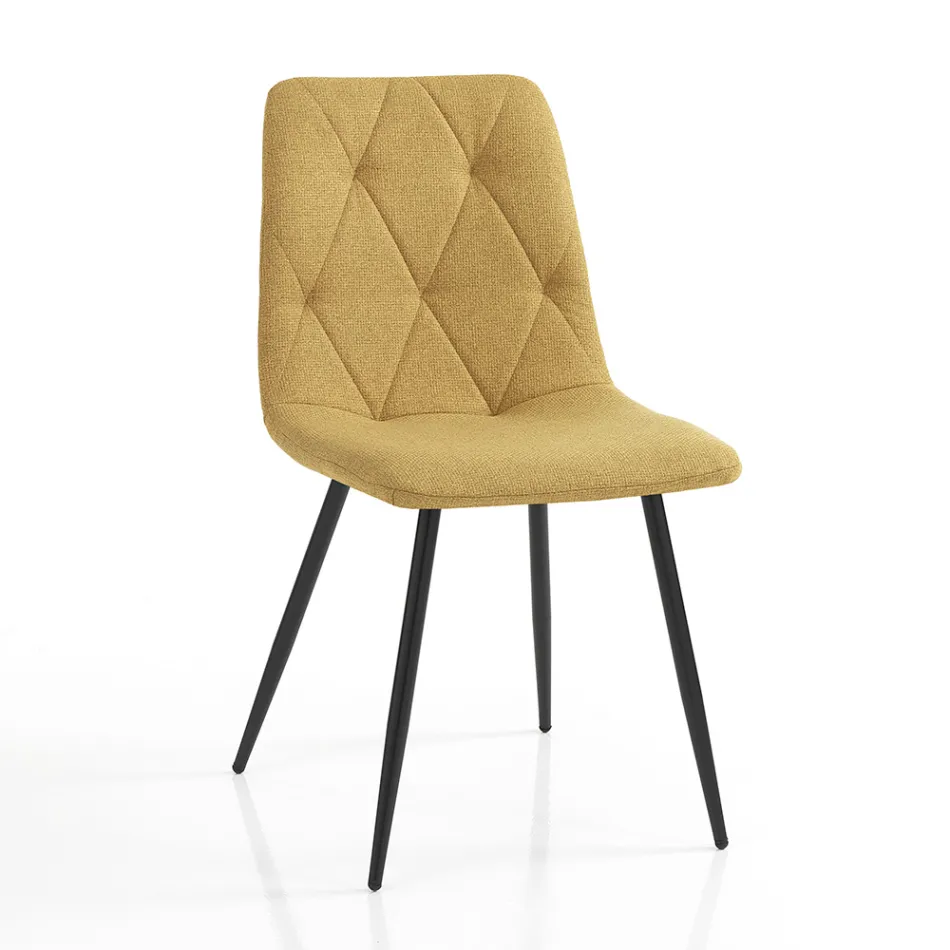 4 Dining Chairs in Easy Clean Fabric and Metal Legs - Lazio Viadurini