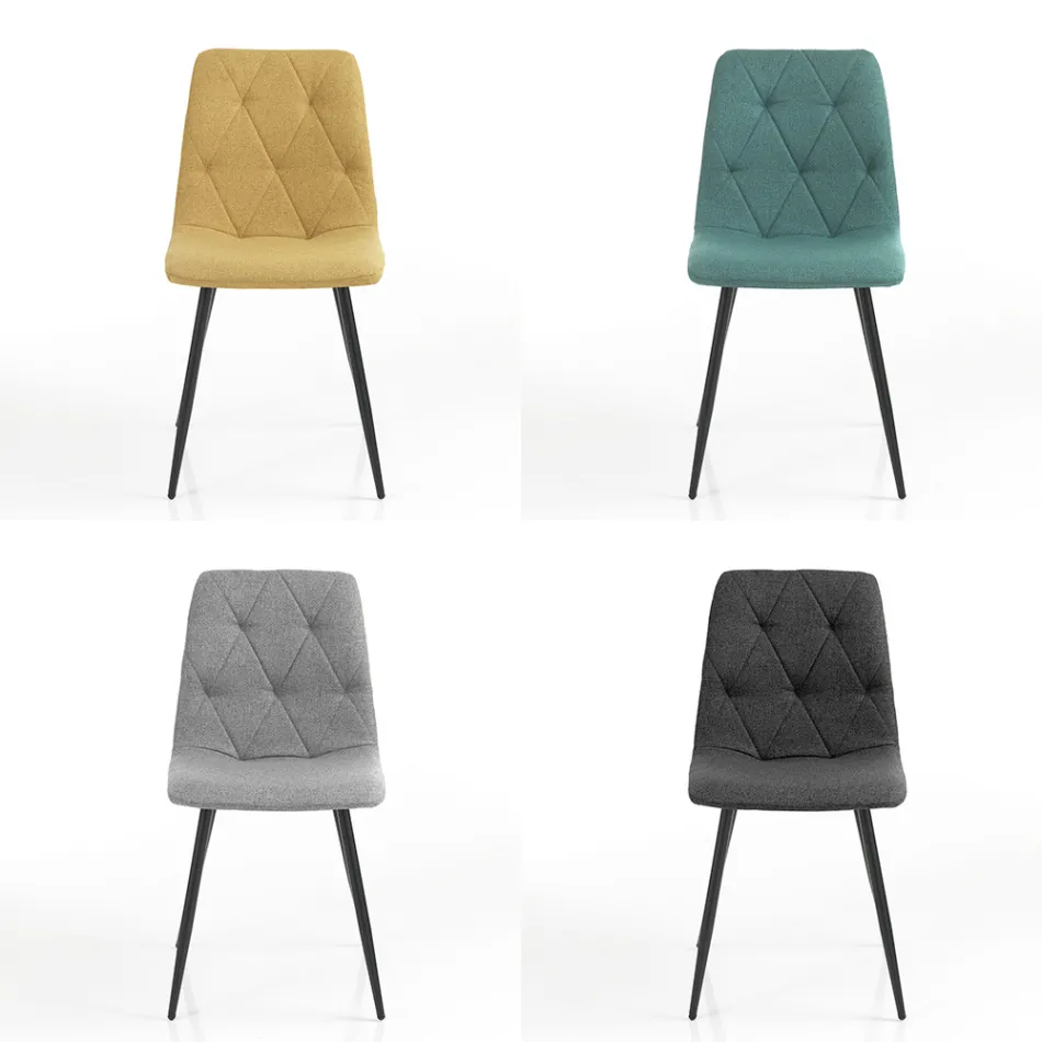 4 Dining Chairs in Easy Clean Fabric and Metal Legs - Liguria Viadurini