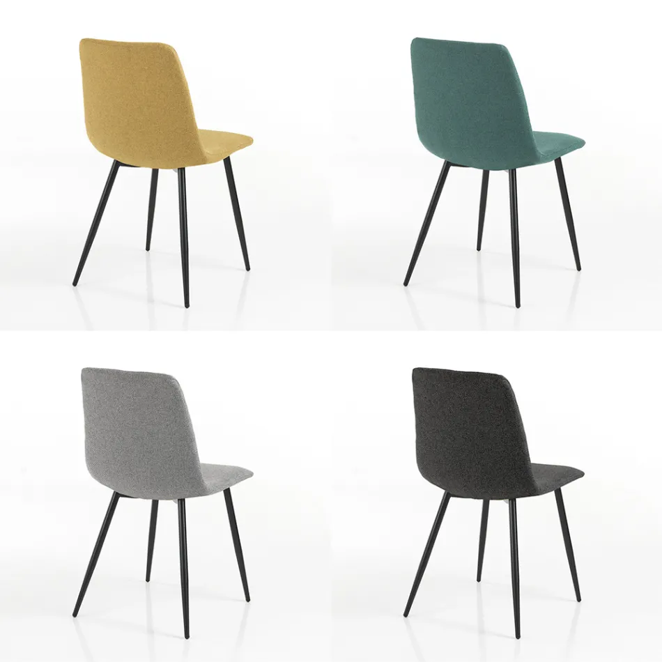 4 Dining Chairs in Easy Clean Fabric and Metal Legs - Liguria Viadurini