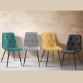 4 Dining Chairs in Easy Clean Fabric and Metal Legs - Liguria