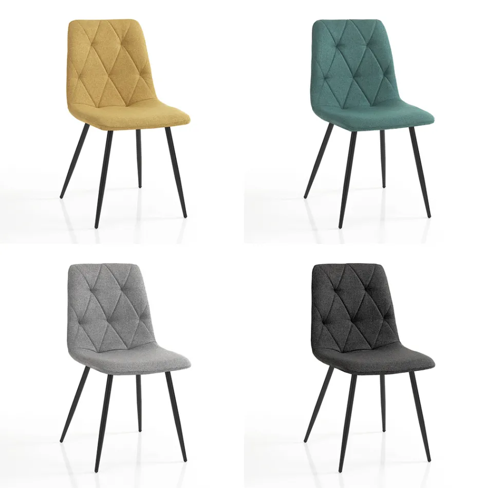 4 Dining Chairs in Easy Clean Fabric and Metal Legs - Liguria Viadurini