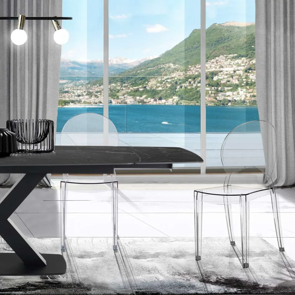 4 Stackable Outdoor and Indoor Chairs in Polycarbonate - Horse Viadurini