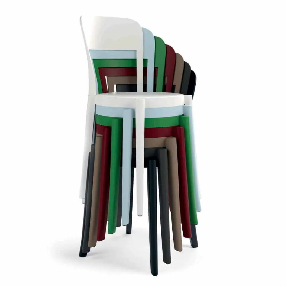 4 Outdoor Stackable Polypropylene Chairs Made in Italy Design - Alexus Viadurini