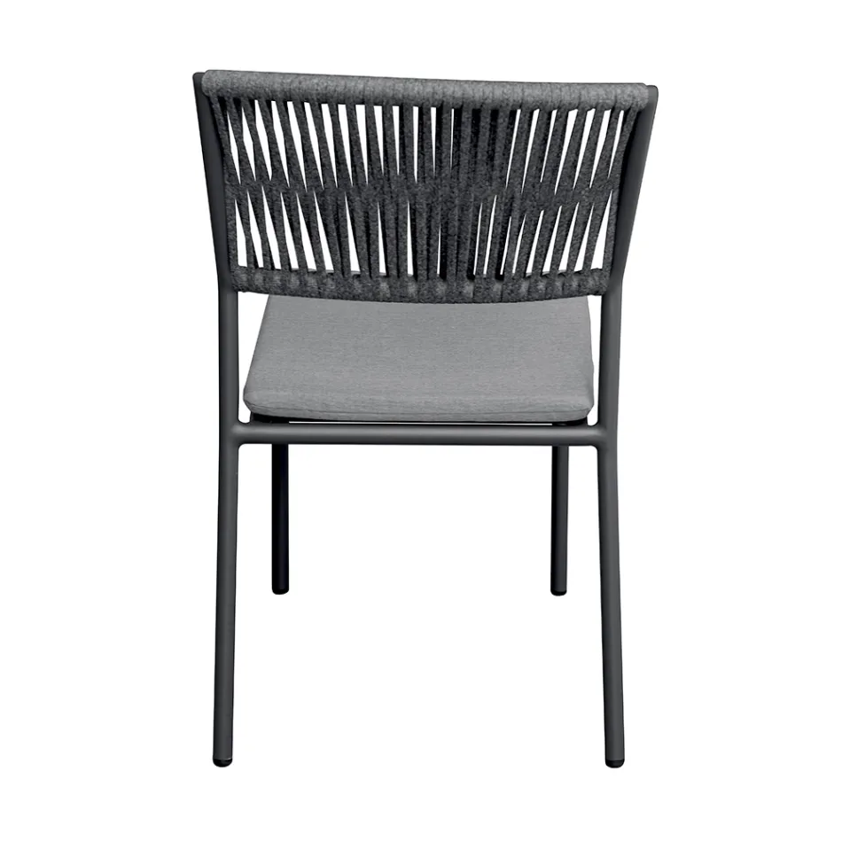 4 Stackable Aluminum and Rope Garden Chairs - Lunaris Viadurini