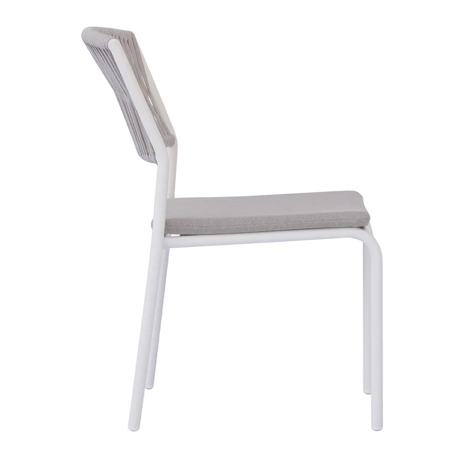 4 Stackable Aluminum and Rope Garden Chairs - Lunaris Viadurini