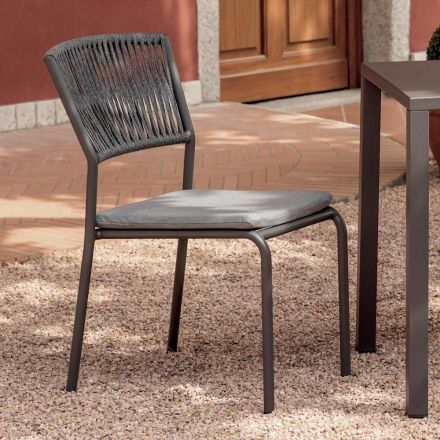 4 Stackable Aluminum and Rope Garden Chairs - Lunaris Viadurini