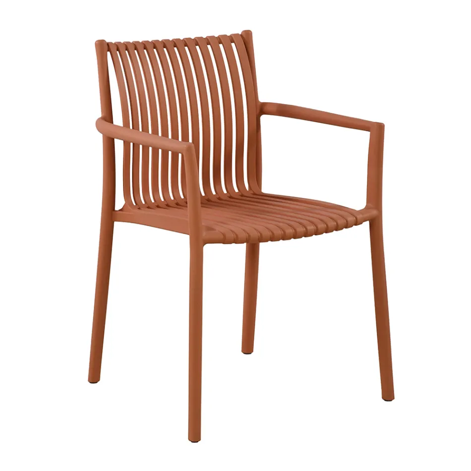 4 Stackable Garden Chairs in UV-Resistant Polypropylene - Ondara Viadurini