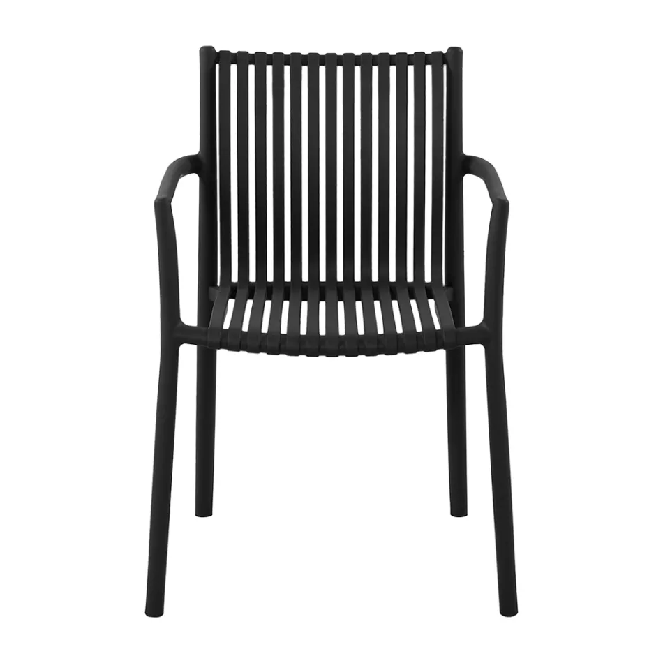 4 Stackable Garden Chairs in UV-Resistant Polypropylene - Ondara Viadurini