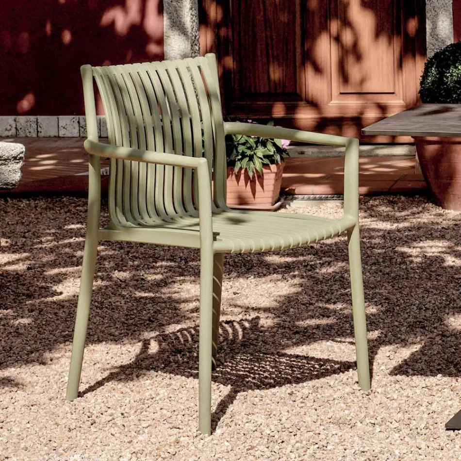 4 Stackable Garden Chairs in UV-Resistant Polypropylene - Ondara Viadurini