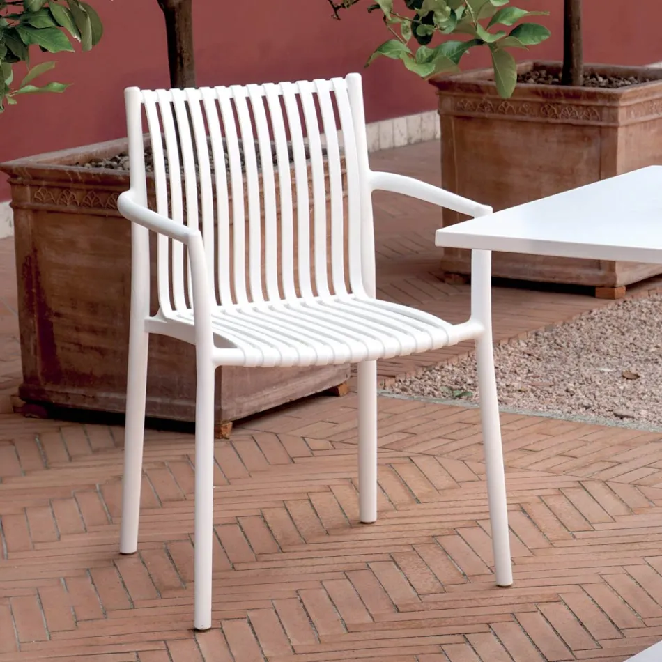 4 Stackable Garden Chairs in UV-Resistant Polypropylene - Ondara Viadurini