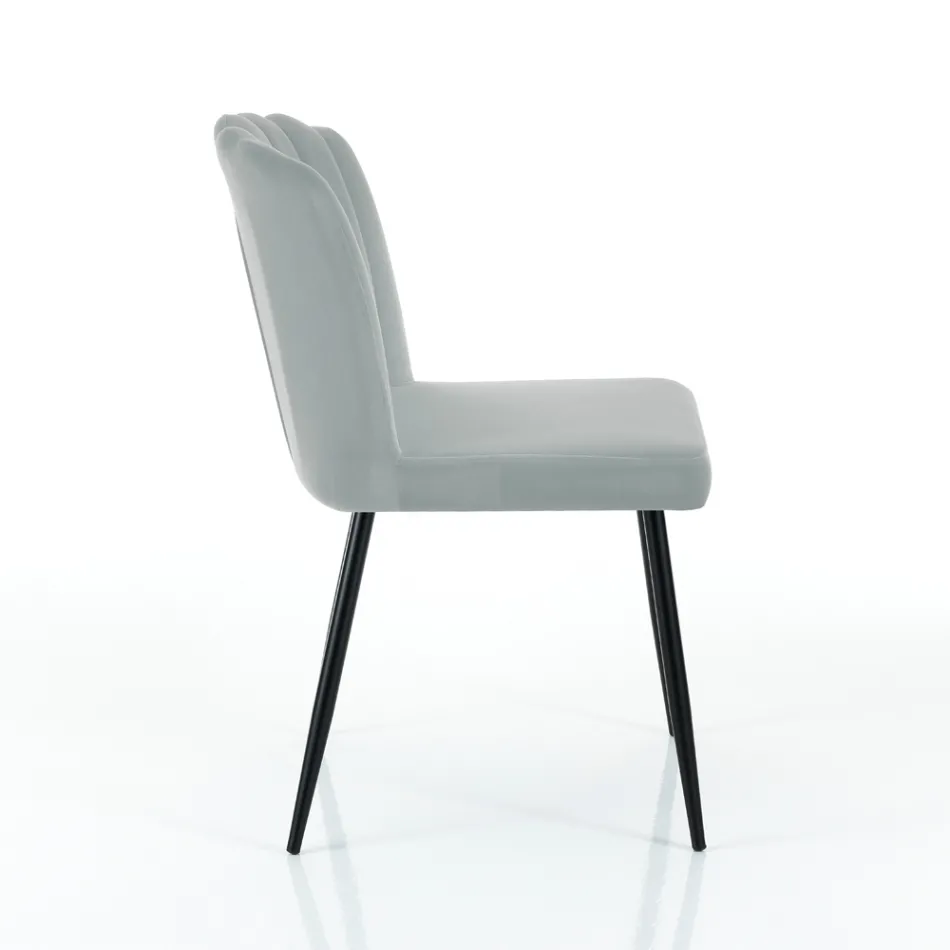 4 Chairs in Grey Velvet Effect Microfiber Fabric - Apricot Viadurini