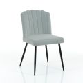 4 Chairs in Grey Velvet Effect Microfiber Fabric - Apricot
