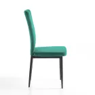 4 Chairs in Green Velvet Effect Microfiber Fabric and Black Metal - Campania Viadurini