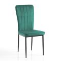 4 Chairs in Green Velvet Effect Microfiber Fabric and Black Metal - Campania