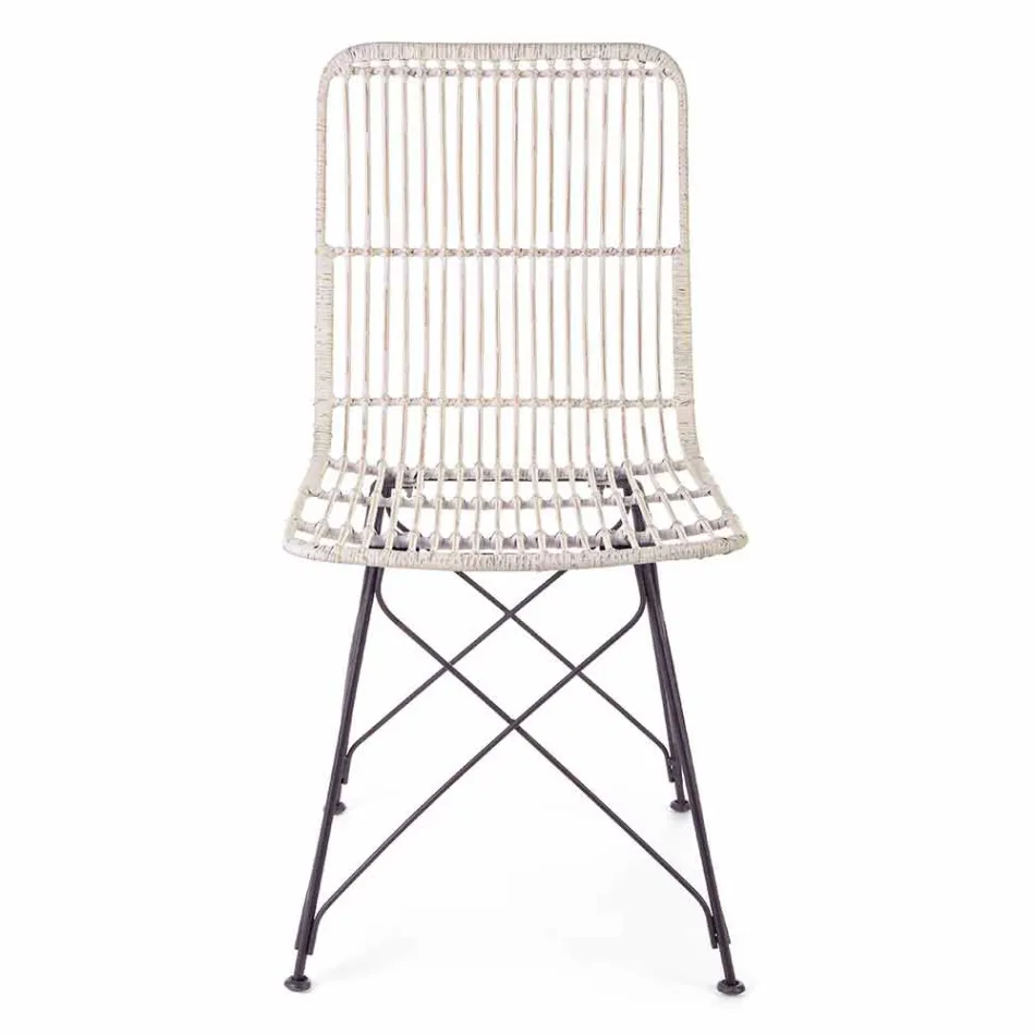 4 Dining Room Chairs in Steel and Weave by Kubu Homemotion - Kendall Viadurini