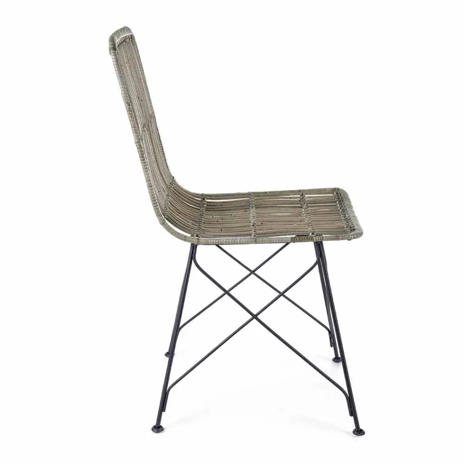 4 Dining Room Chairs in Steel and Weave by Kubu Homemotion - Kendall Viadurini