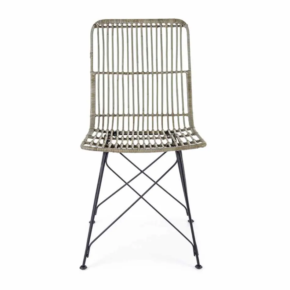 4 Dining Room Chairs in Steel and Weave by Kubu Homemotion - Kendall Viadurini