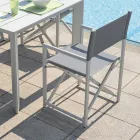 4 Director Outdoor Chairs in White Metal and Grey Textilene - Nature Viadurini