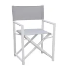 4 Director Outdoor Chairs in White Metal and Grey Textilene - Nature Viadurini