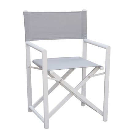 4 Director Outdoor Chairs in White Metal and Grey Textilene - Nature Viadurini