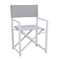 4 Director Outdoor Chairs in White Metal and Grey Textilene - Nature