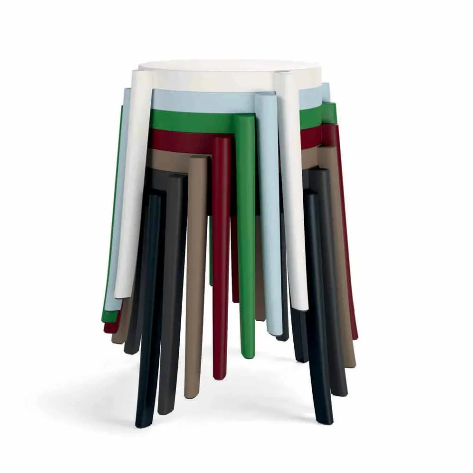 4 Outdoor Stackable Stools Design in Polypropylene Made in Italy - Anona Viadurini