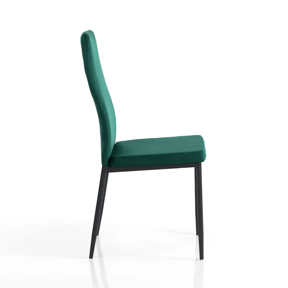 6 Lounge Chairs in Green Velvet Effect Microfiber Fabric - Calabria Viadurini