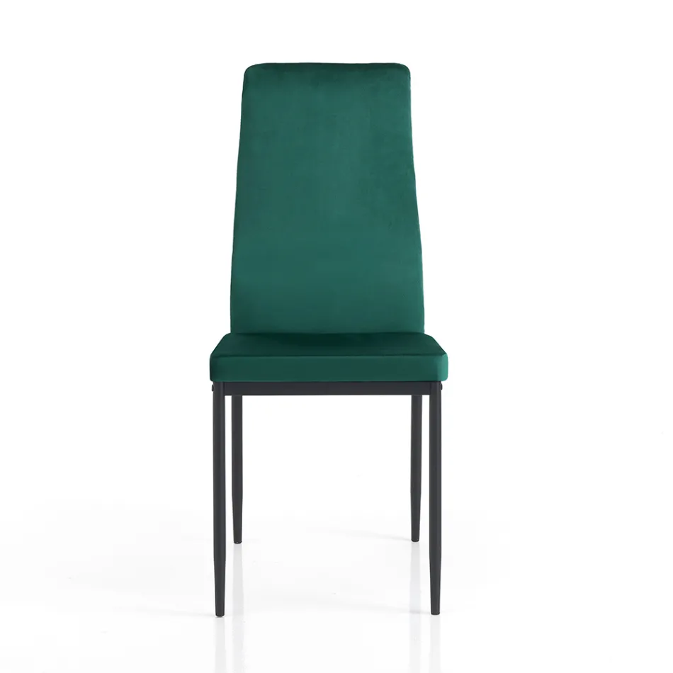 6 Lounge Chairs in Green Velvet Effect Microfiber Fabric - Calabria Viadurini