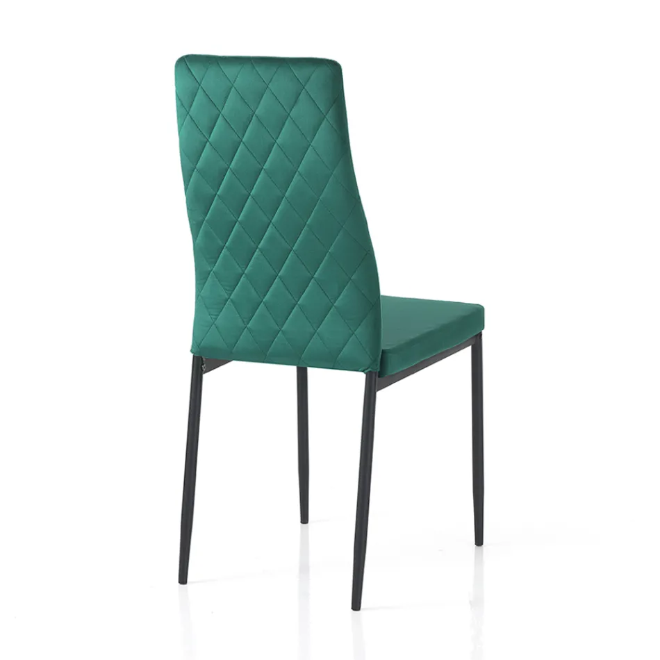 6 Lounge Chairs in Green Velvet Effect Microfiber Fabric - Calabria Viadurini